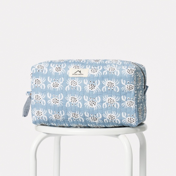 Cotton Block Print Travel Pouch | Makeup Bag | Diaper Bag Organizer | Handmade - Picture 4 of 8